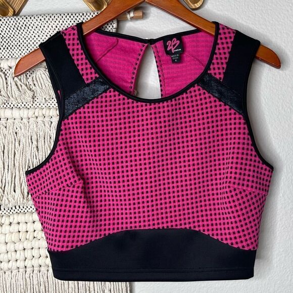 2B Bebe Pink Mesh Crop Top - Picture 1 of 6